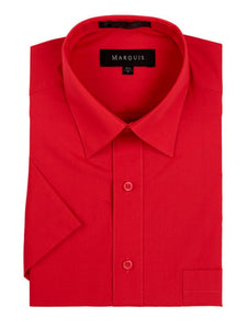 Marquis Men's Short Sleeve Regular Fit Dress Shirt - S To 4XL Men's Dress Shirts Marquis Red Small/14.5 