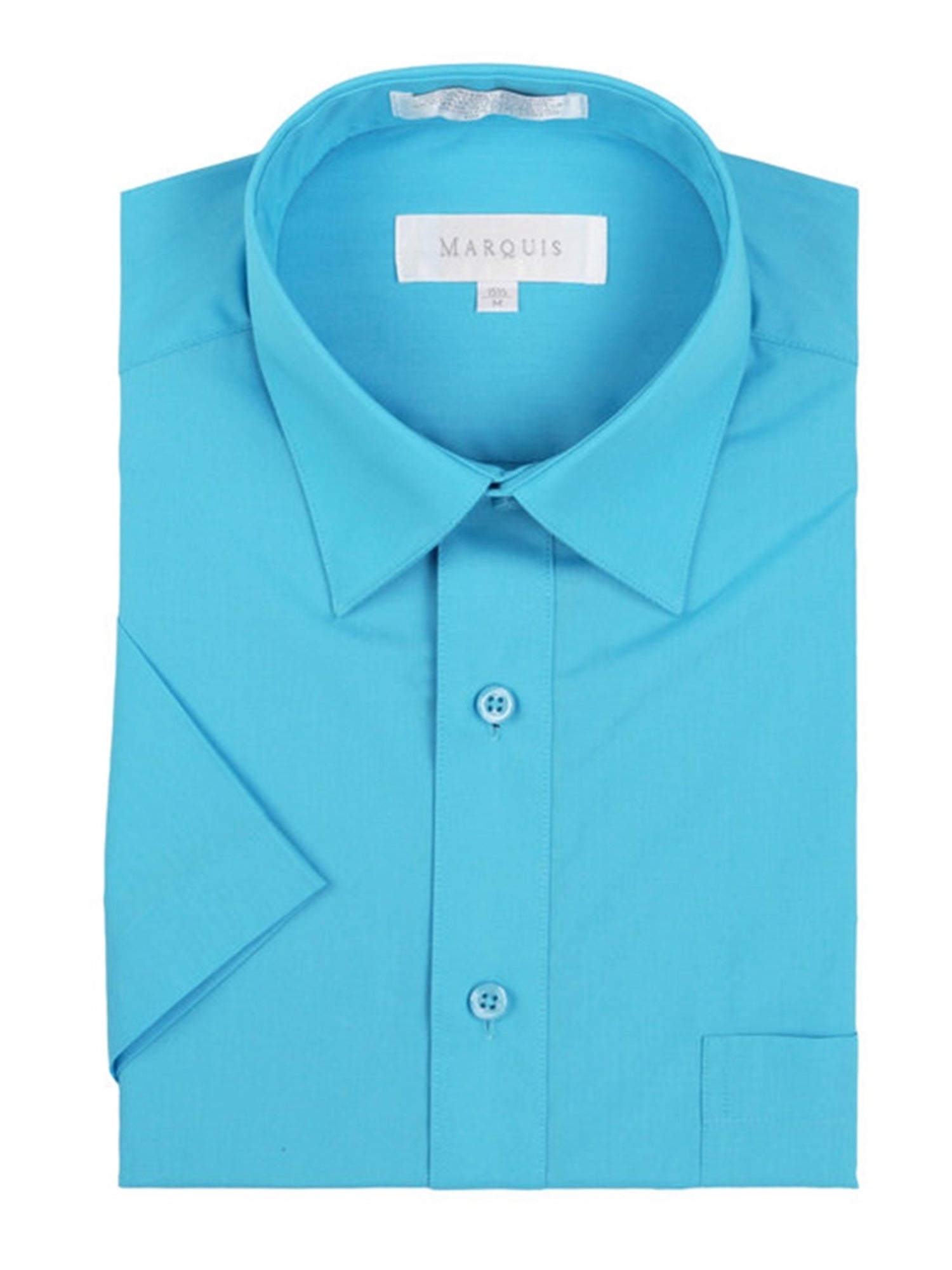 Marquis Men's Short Sleeve Regular Fit Dress Shirt - S To 4XL Men's Dress Shirts Marquis Turquoise Small/14.5 