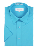 Load image into Gallery viewer, Marquis Men&#39;s Short Sleeve Regular Fit Dress Shirt - S To 4XL Men&#39;s Dress Shirts Marquis Turquoise Small/14.5 
