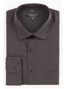 Marquis Men's Pin Striped Slim Fit Dress Shirt Slim Fit Dress Shirt Marquis Black Small 14.5 32-33 