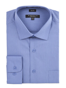 Marquis Men's Pin Striped Slim Fit Dress Shirt Slim Fit Dress Shirt Marquis Blue Small 14.5 32-33 