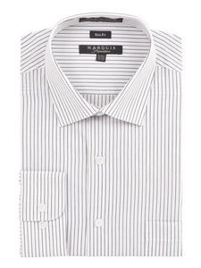 Marquis Men's Pin Striped Slim Fit Dress Shirt Slim Fit Dress Shirt Marquis White X - Large 17.5 35-36 