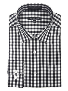 Marquis Men's Gingham Checkered Long Sleeve Modern Fit Shirt Dress Shirt Marquis Black 16.5 Neck 34/35 Sleeve 