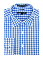 Load image into Gallery viewer, Marquis Men&#39;s Gingham Checkered Long Sleeve Modern Fit Shirt Dress Shirt Marquis French Blue 16.5 Neck 34/35 Sleeve 
