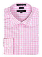 Load image into Gallery viewer, Marquis Men&#39;s Gingham Checkered Long Sleeve Modern Fit Shirt Dress Shirt Marquis Pink 15.5 Neck 34/35 Sleeve 
