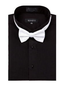 Marquis wing tip collar tuxedo dress shirt with bow tie Tuxedo shirt TheDapperTie Black Neck-14.5 Sleeve-32-33 