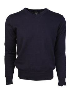 Marquis Modern Fit Solid V-neck Cotton Sweater Sweater Marquis Navy S 