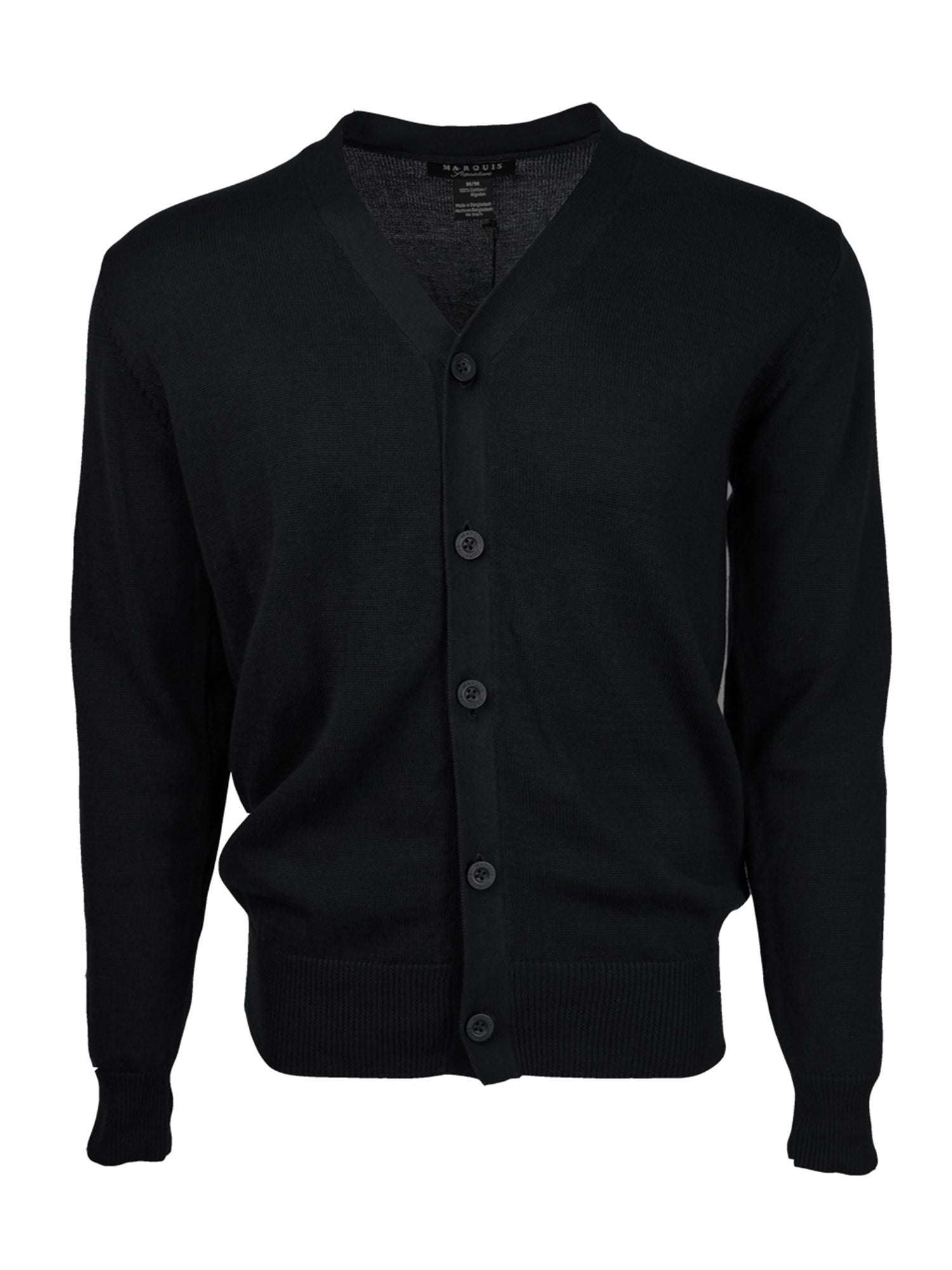 Solid Button Cotton Cardigan For Men From Marquis Sweater TheDapperTie Black Small 