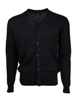 Load image into Gallery viewer, Solid Button Cotton Cardigan For Men From Marquis Sweater TheDapperTie Black Small 
