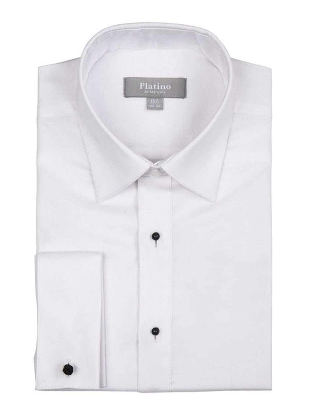 Men's Textured Regular Fit French Cuff Lay down Cotton Tuxedo Shirt Dress Shirt Marquis White 14.5 Neck 32/33 Sleeve 