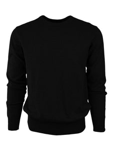 Marquis Solid Crew Neck Cotton Sweater For Men Sweater Marquis Black Small 