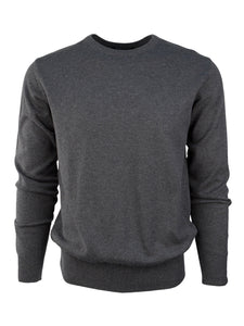 Marquis Solid Crew Neck Cotton Sweater For Men Sweater Marquis Charcoal Small 