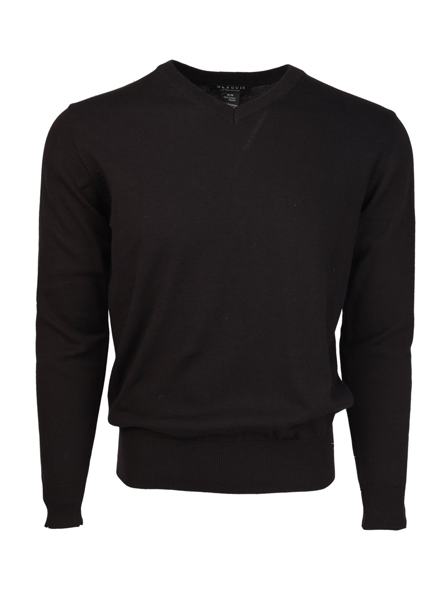 Marquis Men's Modern Fit Solid V-neck Cotton Sweater Sweater TheDapperTie Black Small 