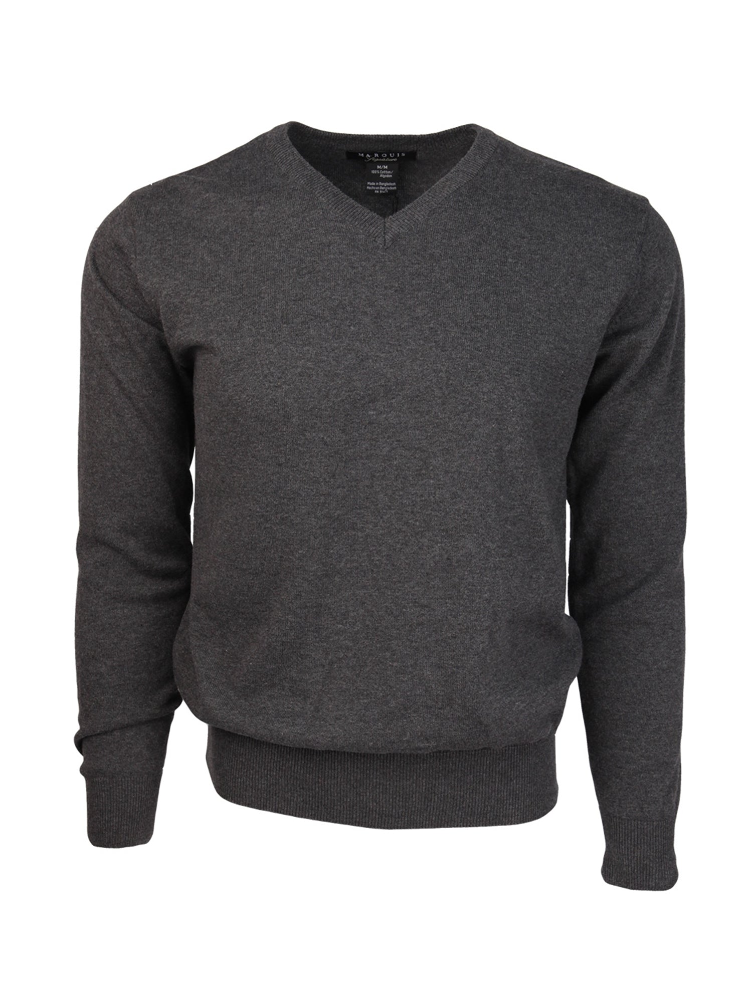 Men's Modern Fit Solid V-neck Cotton Sweater Sweater TheDapperTie Charcoal Small 
