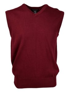 Marquis Solid Cotton V-Neck, Sleeve Less Vest Sweater Sweater Marquis Burgundy Small 