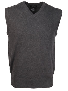 Marquis Solid Cotton V-Neck, Sleeve Less Vest Sweater Sweater Marquis Charcoal Medium 