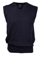 Load image into Gallery viewer, Marquis Solid Cotton V-Neck, Sleeve Less Vest Sweater Sweater Marquis Navy Medium 
