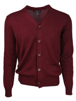 Load image into Gallery viewer, Solid Button Cotton Cardigan For Men From Marquis Sweater TheDapperTie Burgundy Small 

