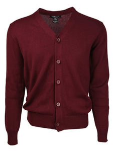 Solid Button Cotton Cardigan For Men From Marquis Sweater TheDapperTie Burgundy Small 