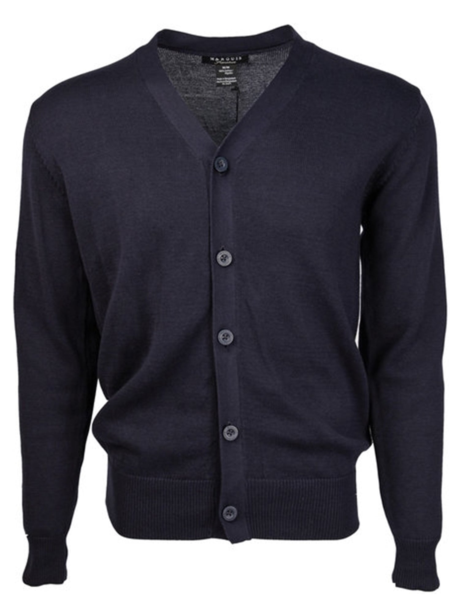 Solid Button Cotton Cardigan For Men From Marquis Sweater TheDapperTie Navy Small 
