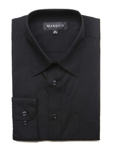 Marquis Men's Long Sleeve Regular Fit Big & Tall Size Dress Shirt Big & Tall Size Dress Shirt Marquis Black 2XL 18.5 Neck 38/39 Sleeve 