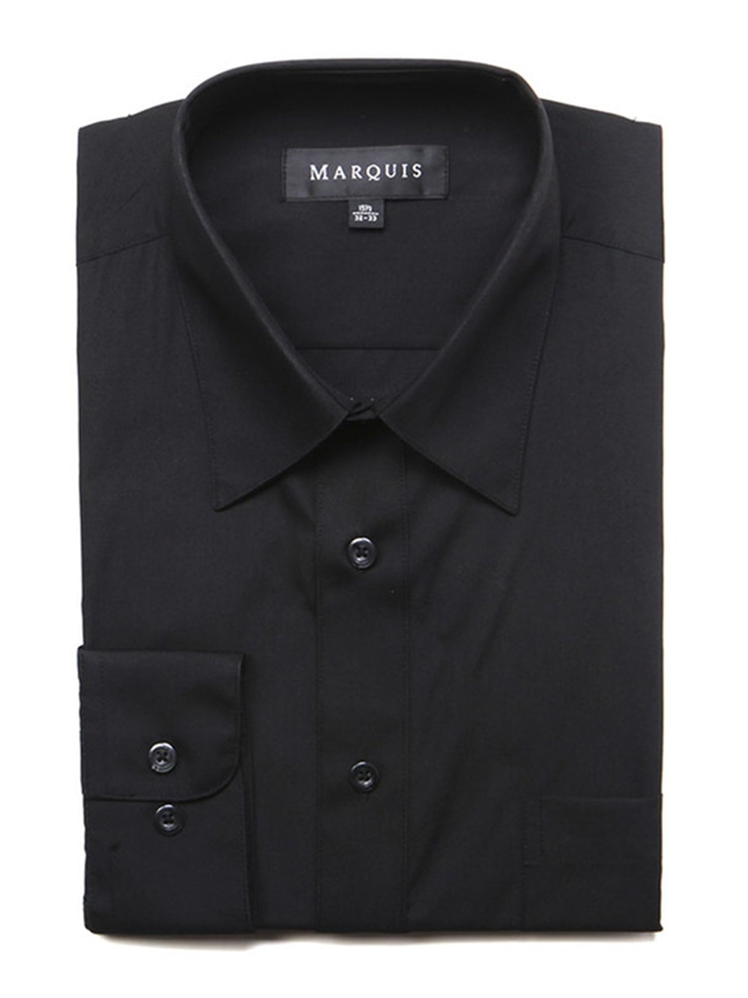 Marquis Men's Long Sleeve Regular Fit Dress Shirt Dress Shirt Marquis Black 14.5 Neck 32/33 Sleeve 