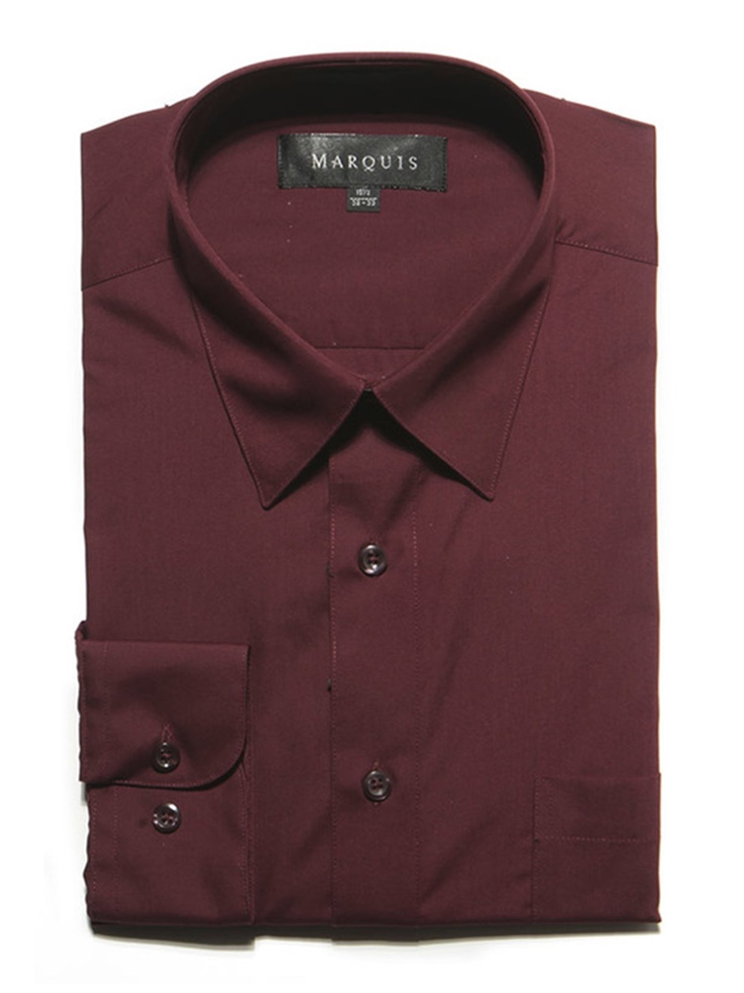 Marquis Men's Long Sleeve Regular Fit Dress Shirt Dress Shirt Marquis Burgundy 14.5 Neck 32/33 Sleeve 