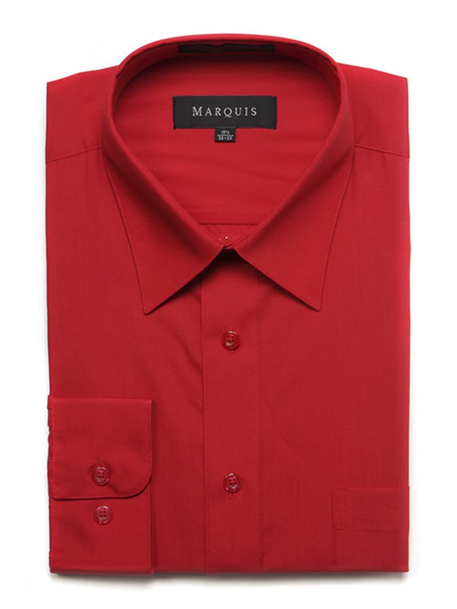 Marquis Men's Long Sleeve Regular Fit Dress Shirt Dress Shirt Marquis Red 14.5 Neck 32/33 Sleeve 