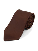 Load image into Gallery viewer, Boy&#39;s Age 12-18 Solid Color Poly Neck Tie Boy&#39;s Solid Color Neck Tie TheDapperTie Brown 49&quot; 
