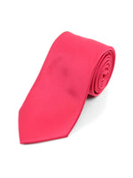 Load image into Gallery viewer, Boy&#39;s Age 12-18 Solid Color Poly Neck Tie Boy&#39;s Solid Color Neck Tie TheDapperTie Fuschia 49&quot; 
