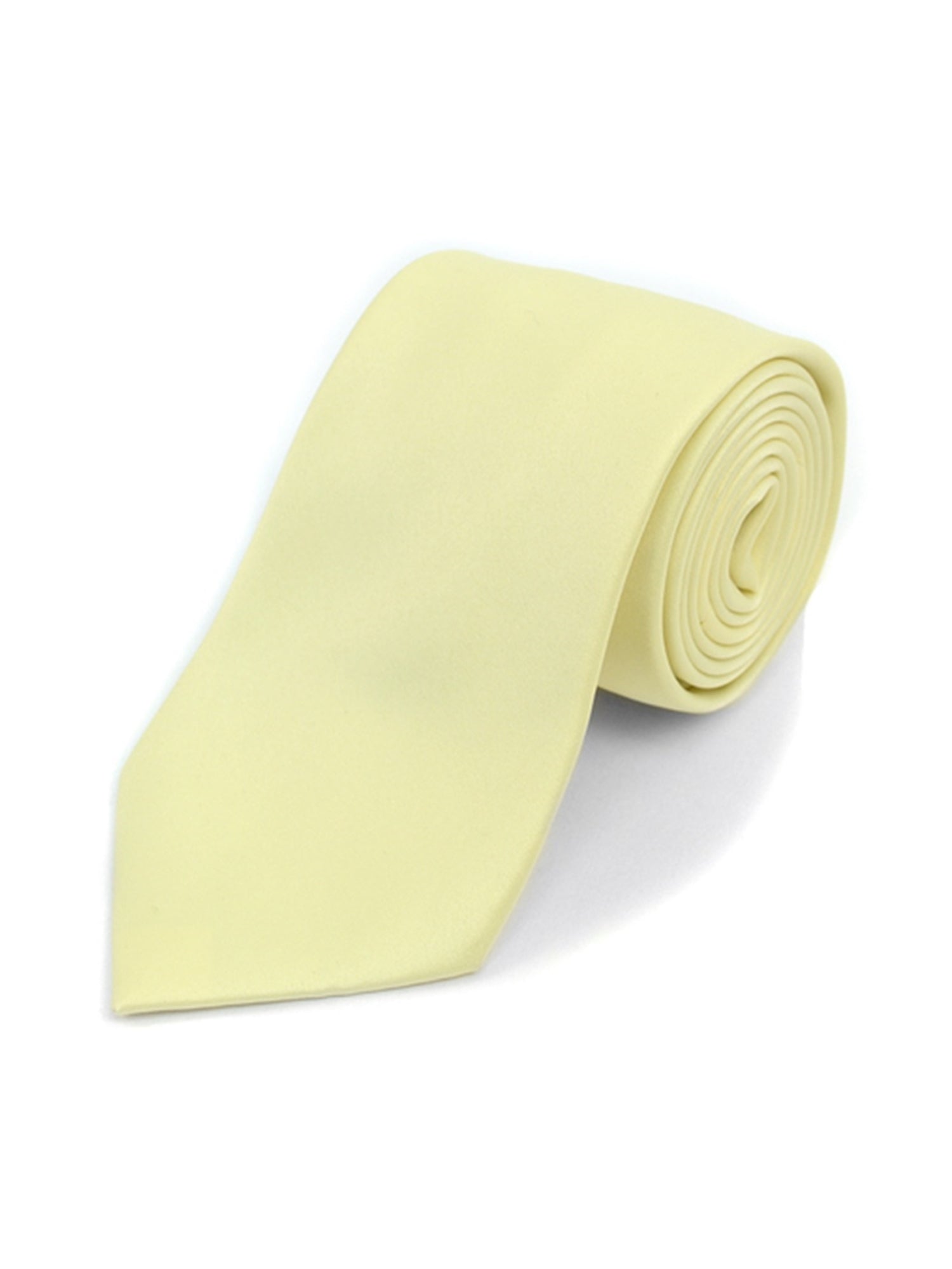 Boy's Age 12-18 Solid Color Poly Neck Tie Boy's Solid Color Neck Tie TheDapperTie Light Yellow 49" 