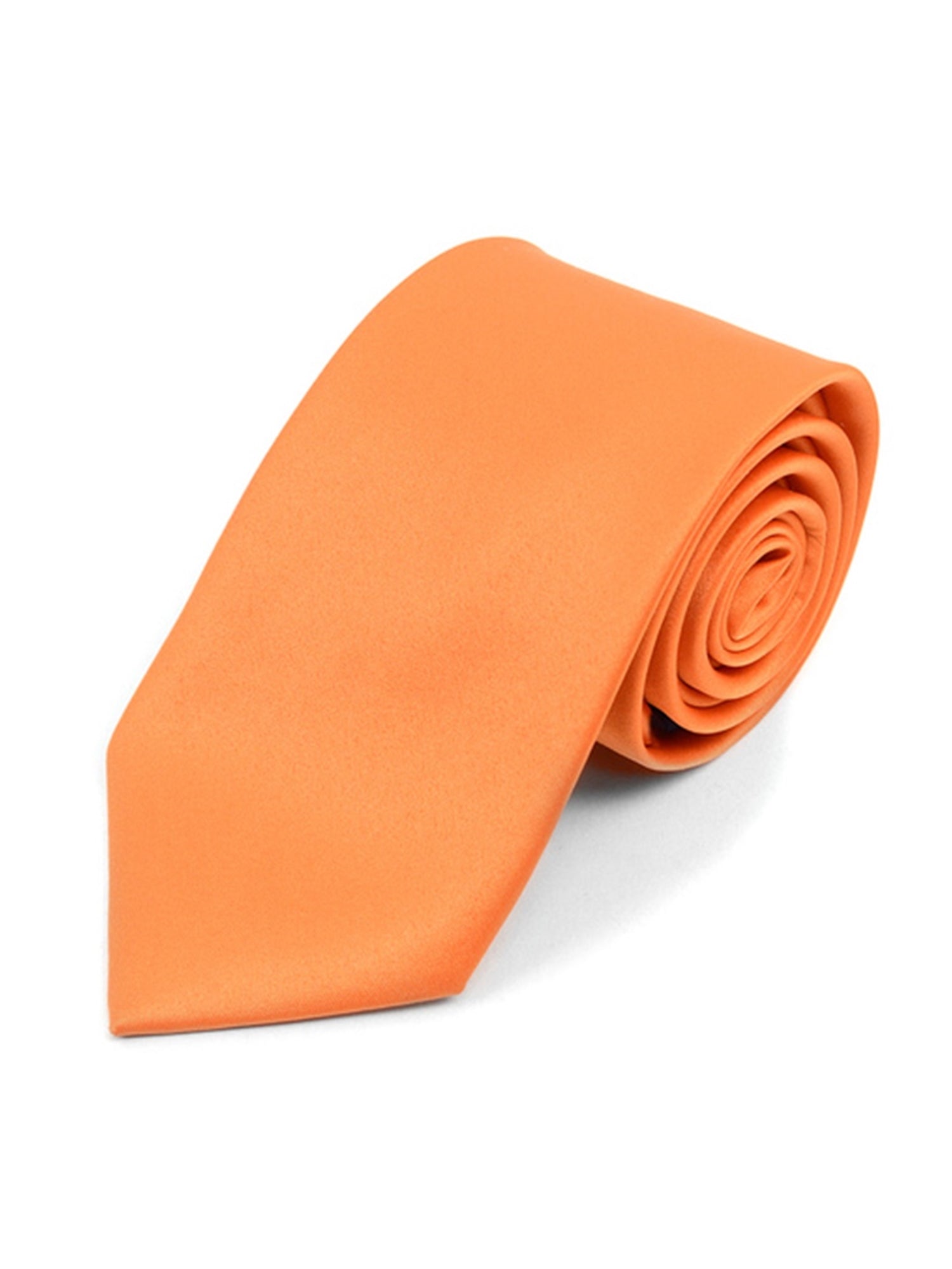 Boy's Age 12-18 Solid Color Poly Neck Tie Boy's Solid Color Neck Tie TheDapperTie Orange 49" 