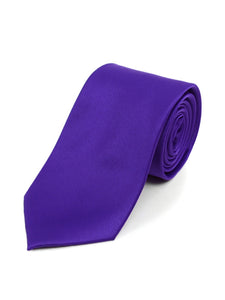 Boy's Age 12-18 Solid Color Poly Neck Tie Boy's Solid Color Neck Tie TheDapperTie Purple 49" 