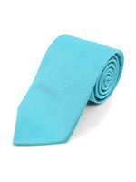Load image into Gallery viewer, Boy&#39;s Age 12-18 Solid Color Poly Neck Tie Boy&#39;s Solid Color Neck Tie TheDapperTie Turquoise 49&quot; 
