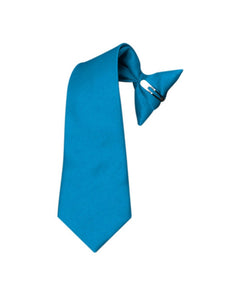 Boy's Solid Color Pre-tied Clip On Neck Tie Neck Tie TheDapperTie Cobalt 14" x 2.5" 