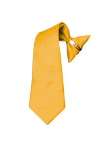 Boy's Solid Color Pre-tied Clip On Neck Tie Neck Tie TheDapperTie Gold 8" x 2.5" 