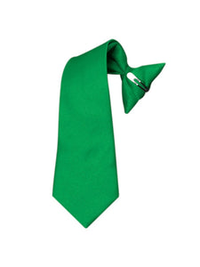 Boy's Solid Color Pre-tied Clip On Neck Tie Neck Tie TheDapperTie Green 8" x 2.5" 