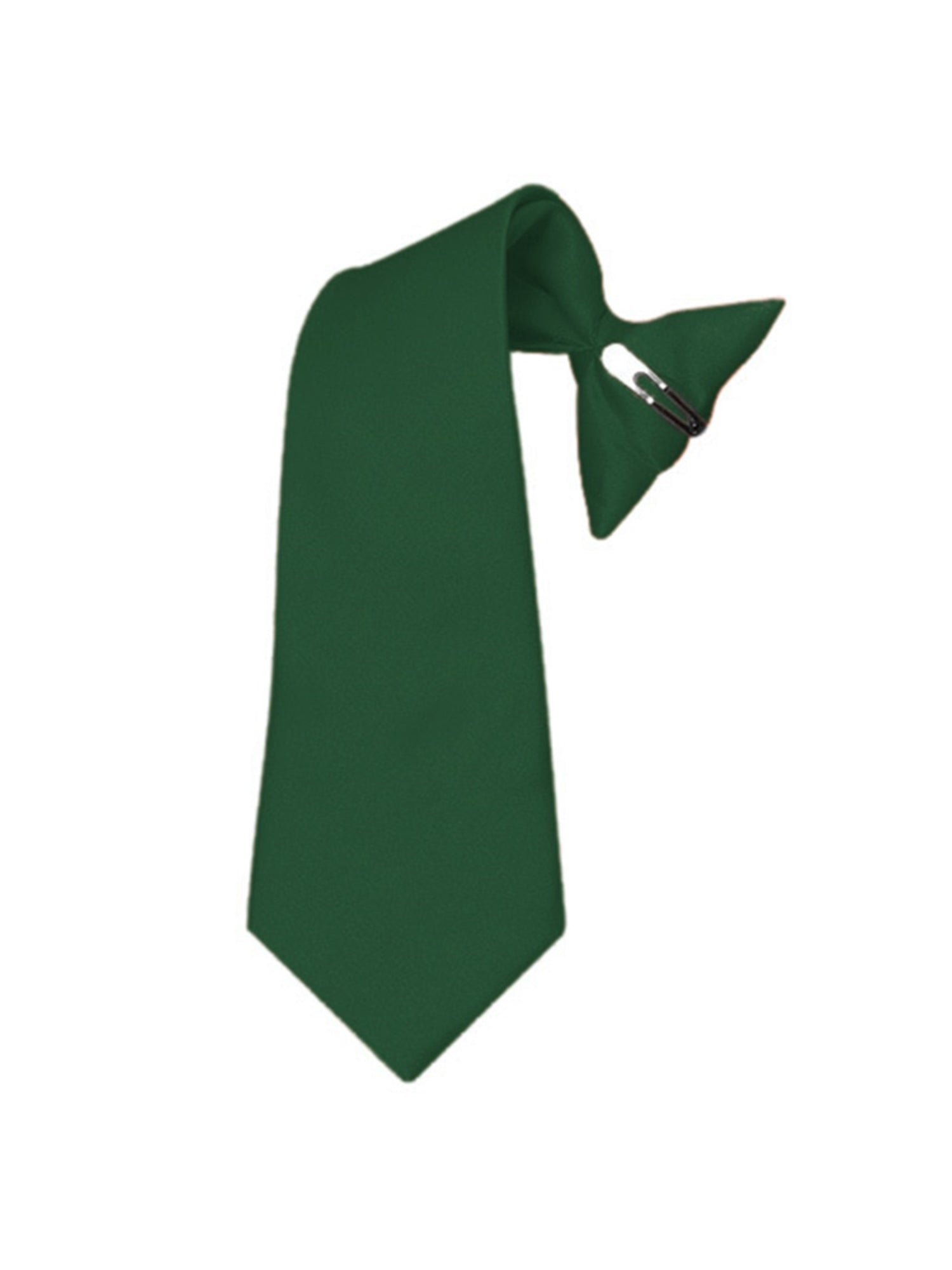 Boy's Solid Color Pre-tied Clip On Neck Tie Neck Tie TheDapperTie Hunter Green 8" x 2.5" 