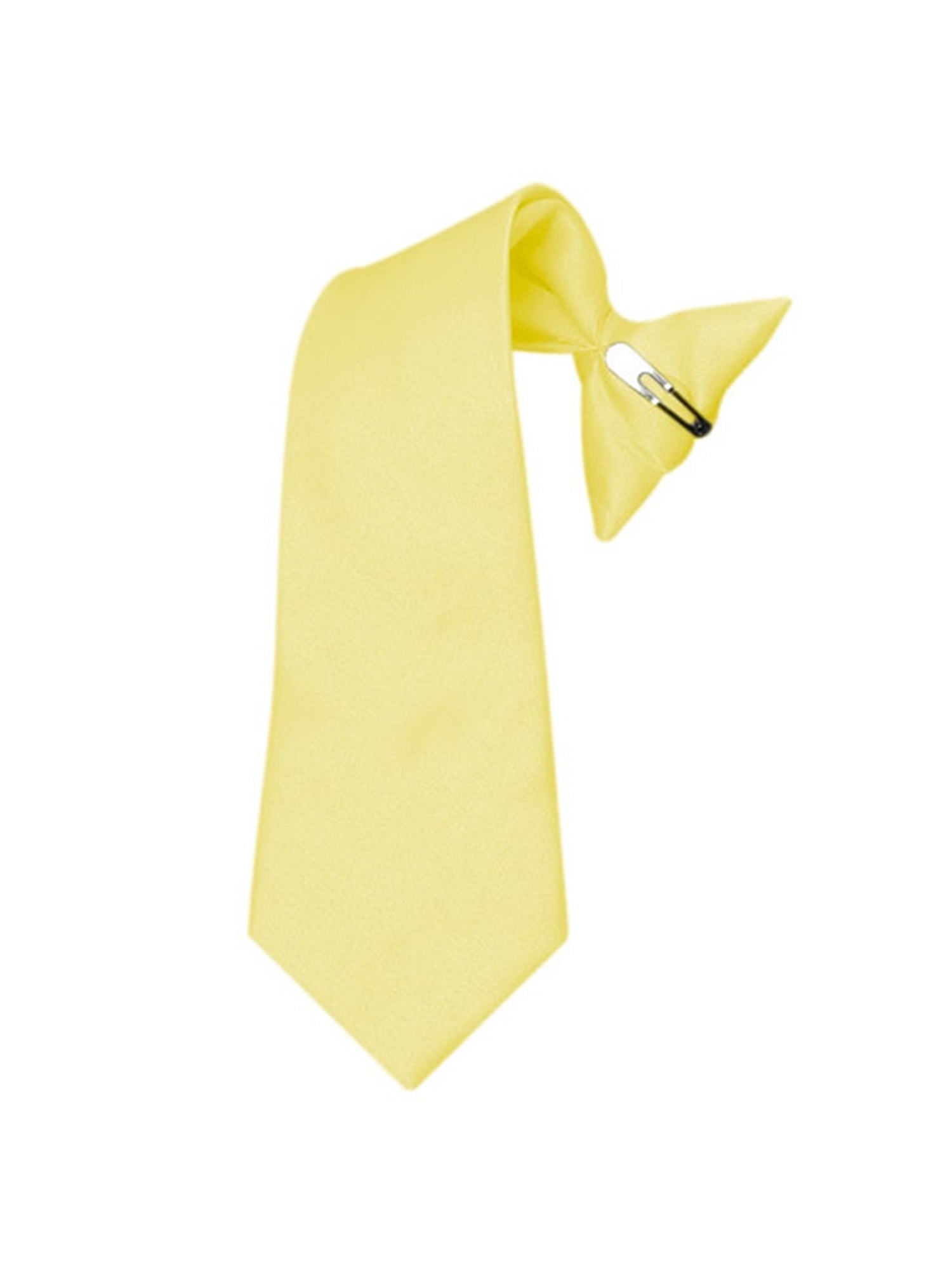 Boy's Solid Color Pre-tied Clip On Neck Tie Neck Tie TheDapperTie Light Yellow 8" x 2.5" 