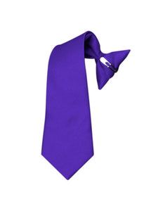 Boy's Solid Color Pre-tied Clip On Neck Tie Neck Tie TheDapperTie Purple 8" x 2.5" 