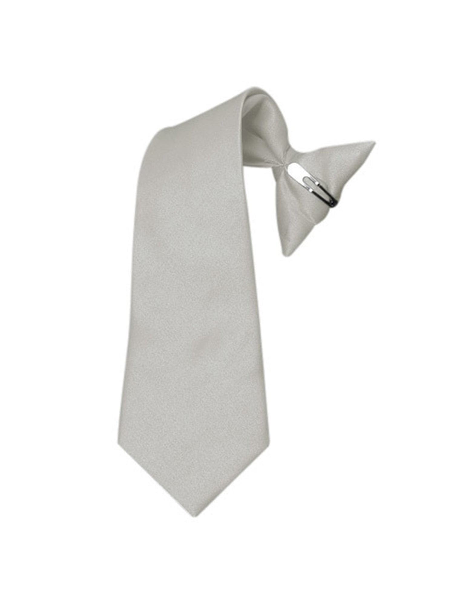 Boy's Solid Color Pre-tied Clip On Neck Tie Neck Tie TheDapperTie Silver 8" x 2.5" 