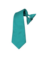 Load image into Gallery viewer, Boy&#39;s Solid Color Pre-tied Clip On Neck Tie Neck Tie TheDapperTie Teal 8&quot; x 2.5&quot; 
