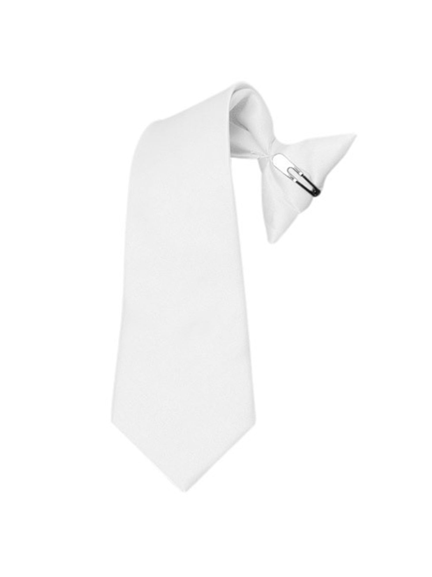 Boy's Solid Color Pre-tied Clip On Neck Tie Neck Tie TheDapperTie White 8" x 2.5" 