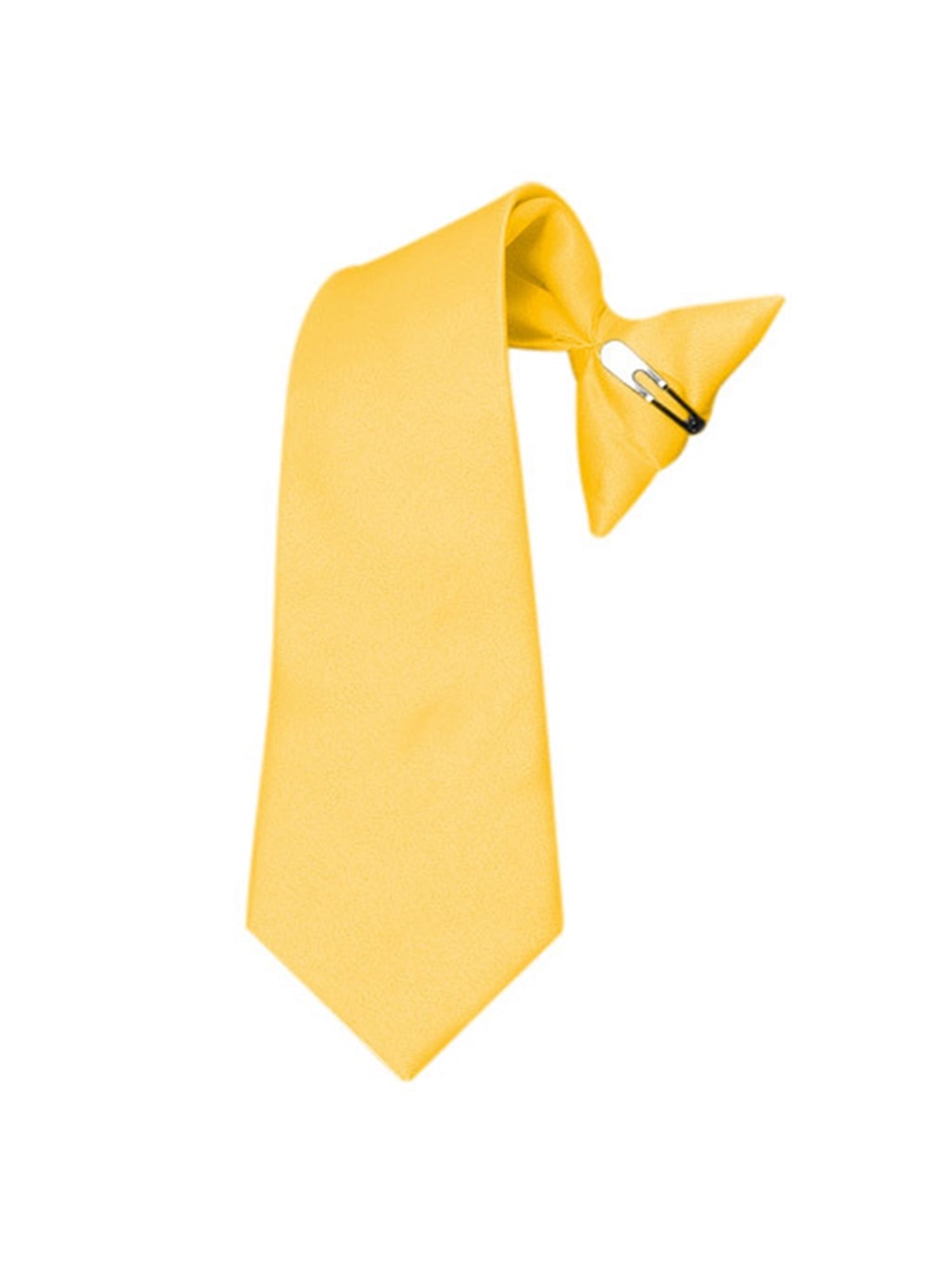 Boy's Solid Color Pre-tied Clip On Neck Tie Neck Tie TheDapperTie Yellow 8" x 2.5" 