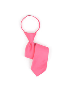 Boy's Solid Color Pre-tied Zipper Neck Tie Dapper Neckwear TheDapperTie Hot Pink 8" x 2" 