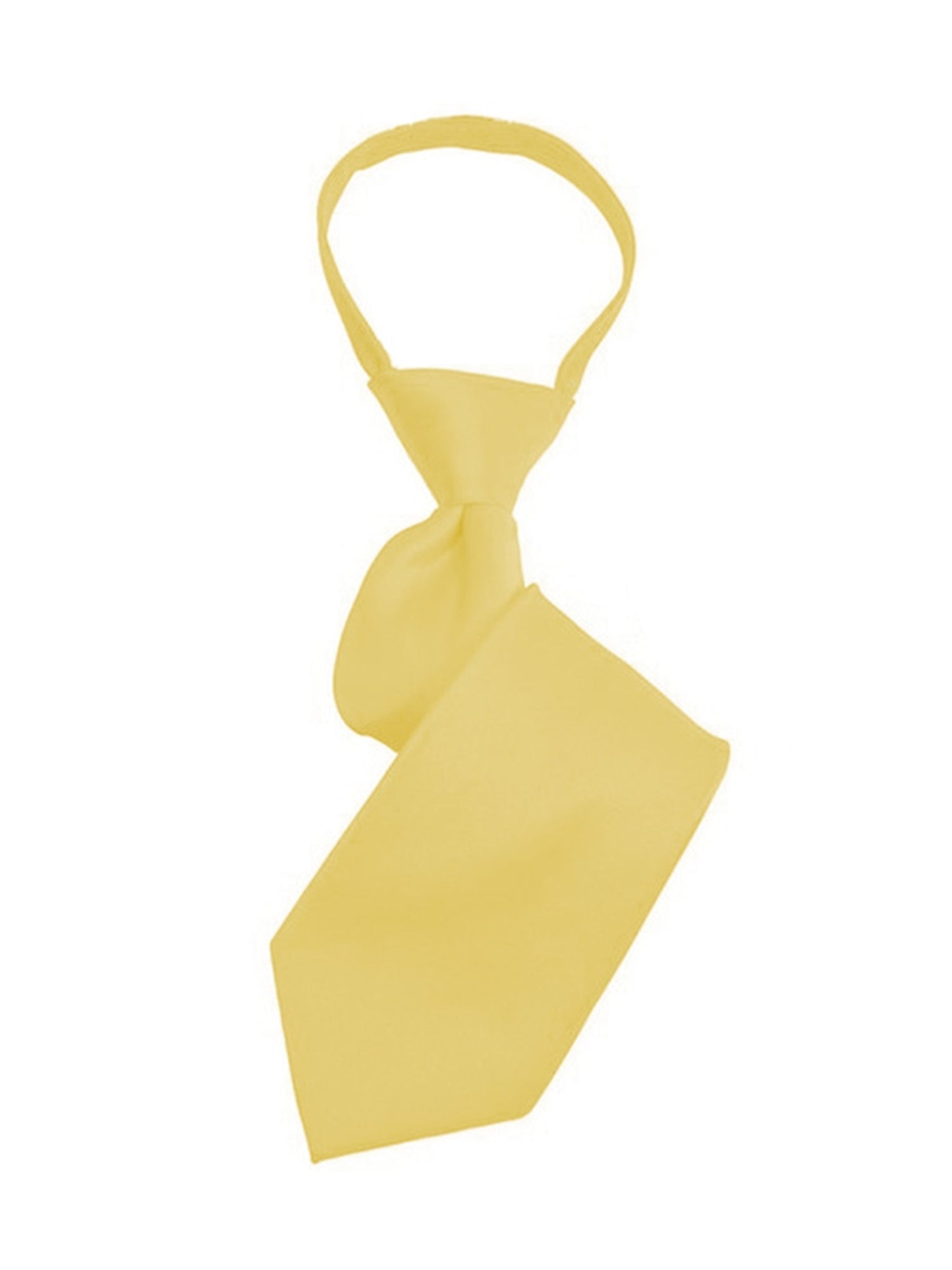 Boy's Solid Color Pre-tied Zipper Neck Tie Dapper Neckwear TheDapperTie Light Yellow 17" x 3" 