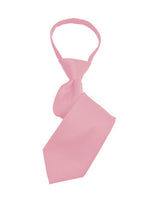 Load image into Gallery viewer, Boy&#39;s Solid Color Pre-tied Zipper Neck Tie Dapper Neckwear TheDapperTie Pink 8&quot; x 2&quot; 
