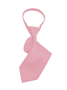 Boy's Solid Color Pre-tied Zipper Neck Tie Dapper Neckwear TheDapperTie Pink 8" x 2" 