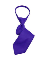 Load image into Gallery viewer, Boy&#39;s Solid Color Pre-tied Zipper Neck Tie Dapper Neckwear TheDapperTie Purple 8&quot; x 2&quot; 
