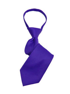 Boy's Solid Color Pre-tied Zipper Neck Tie Dapper Neckwear TheDapperTie Purple 8" x 2" 